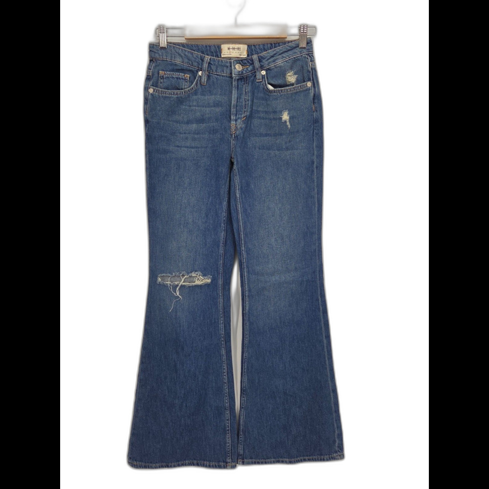 We The Free People Jeans Womens 26 Blue Distressed Flare Wide Leg 100% Cotton